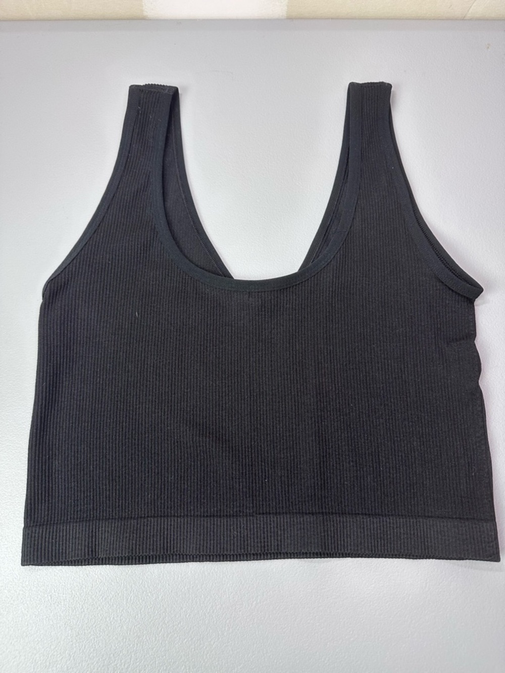 Women's Black V-Neck Ribbed Crop Tank Top